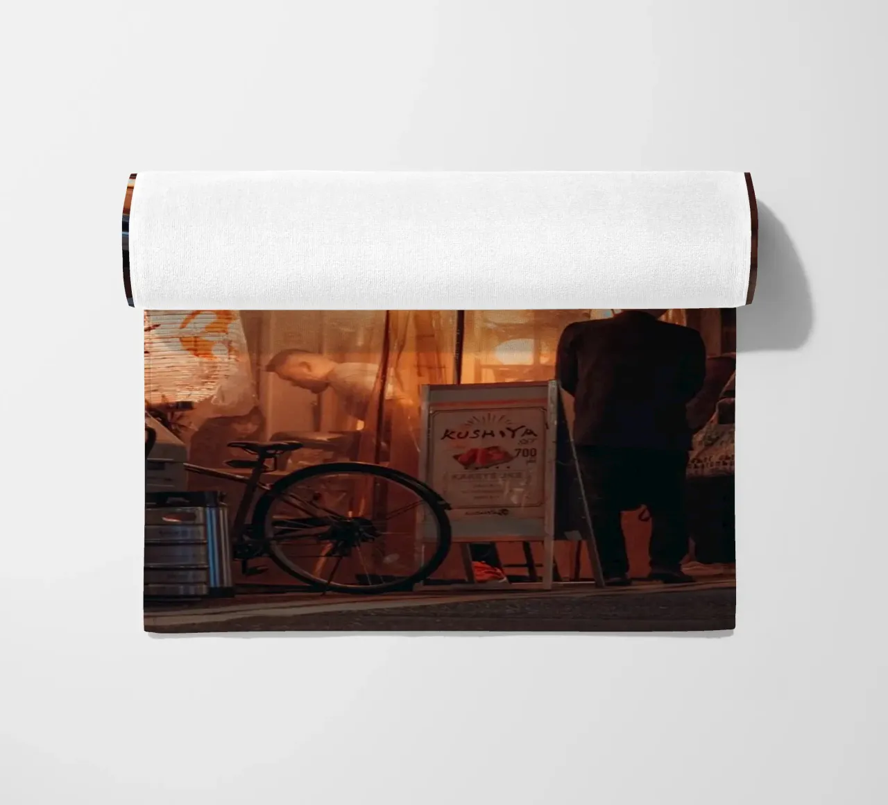Night street scene in Shimbashi - Tokyo, Japan beach towel by Marcel Bisig