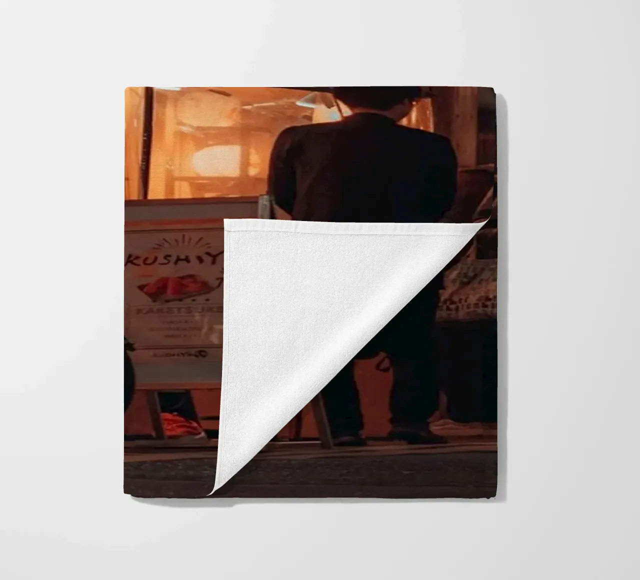 Night street scene in Shimbashi - Tokyo, Japan beach towel by Marcel Bisig