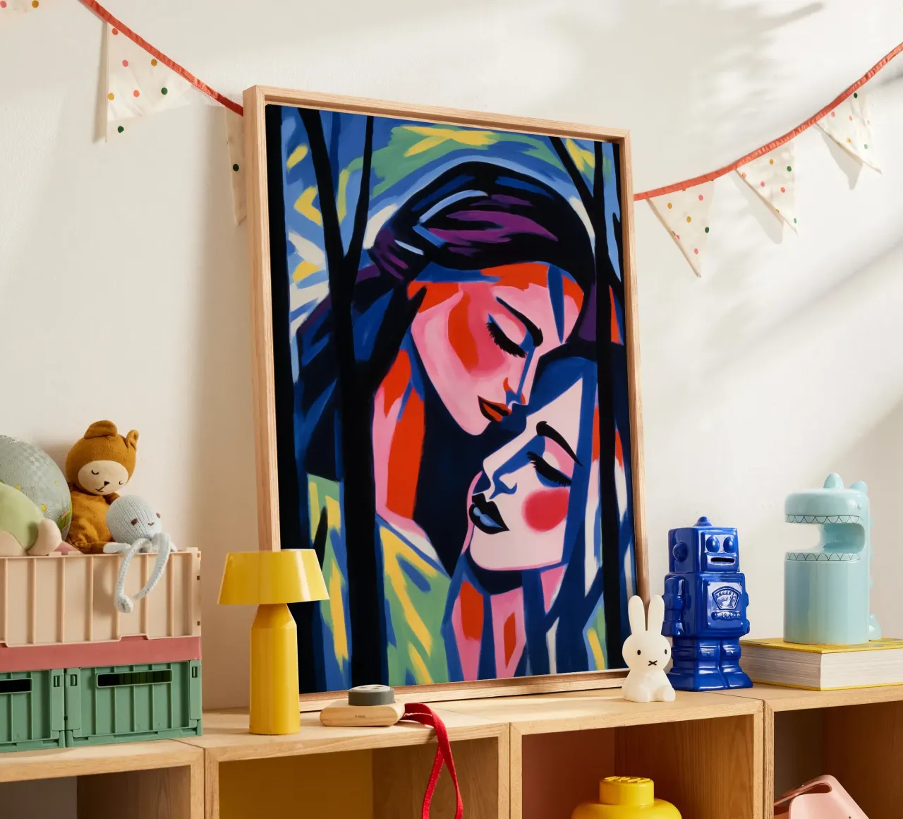 In love with the mirror image | Expressionist painting canvas with Floater frame by Autofocus