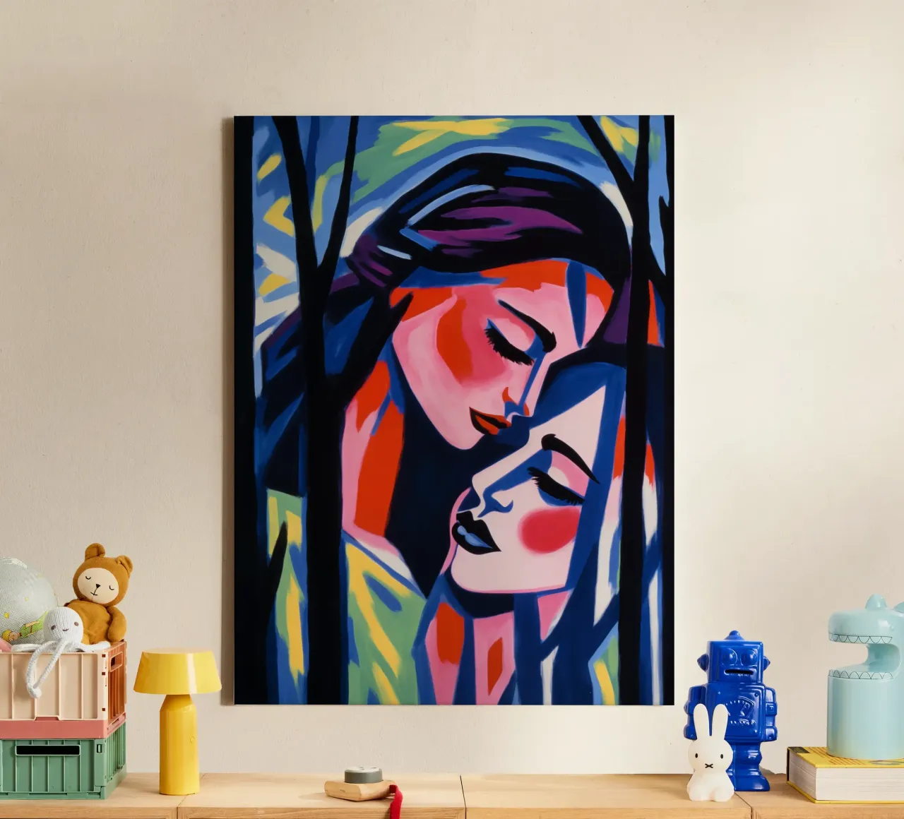In love with the mirror image | Expressionist painting canvas with Floater frame by Autofocus