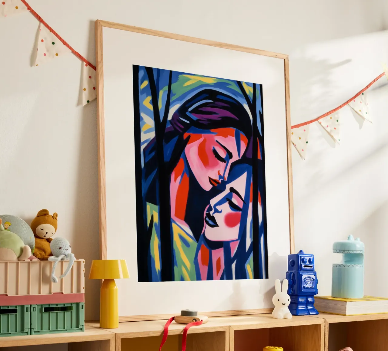 Innamorati dell'immagine speculare | Pittura espressionista poster con telaio in plastica da Autofocus