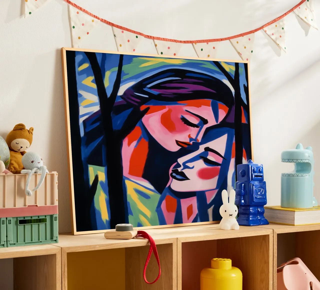 Innamorati dell'immagine speculare | Pittura espressionista poster con telaio in plastica da Autofocus