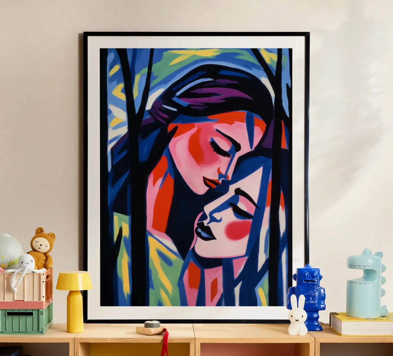Innamorati dell'immagine speculare | Pittura espressionista poster con telaio in plastica da Autofocus