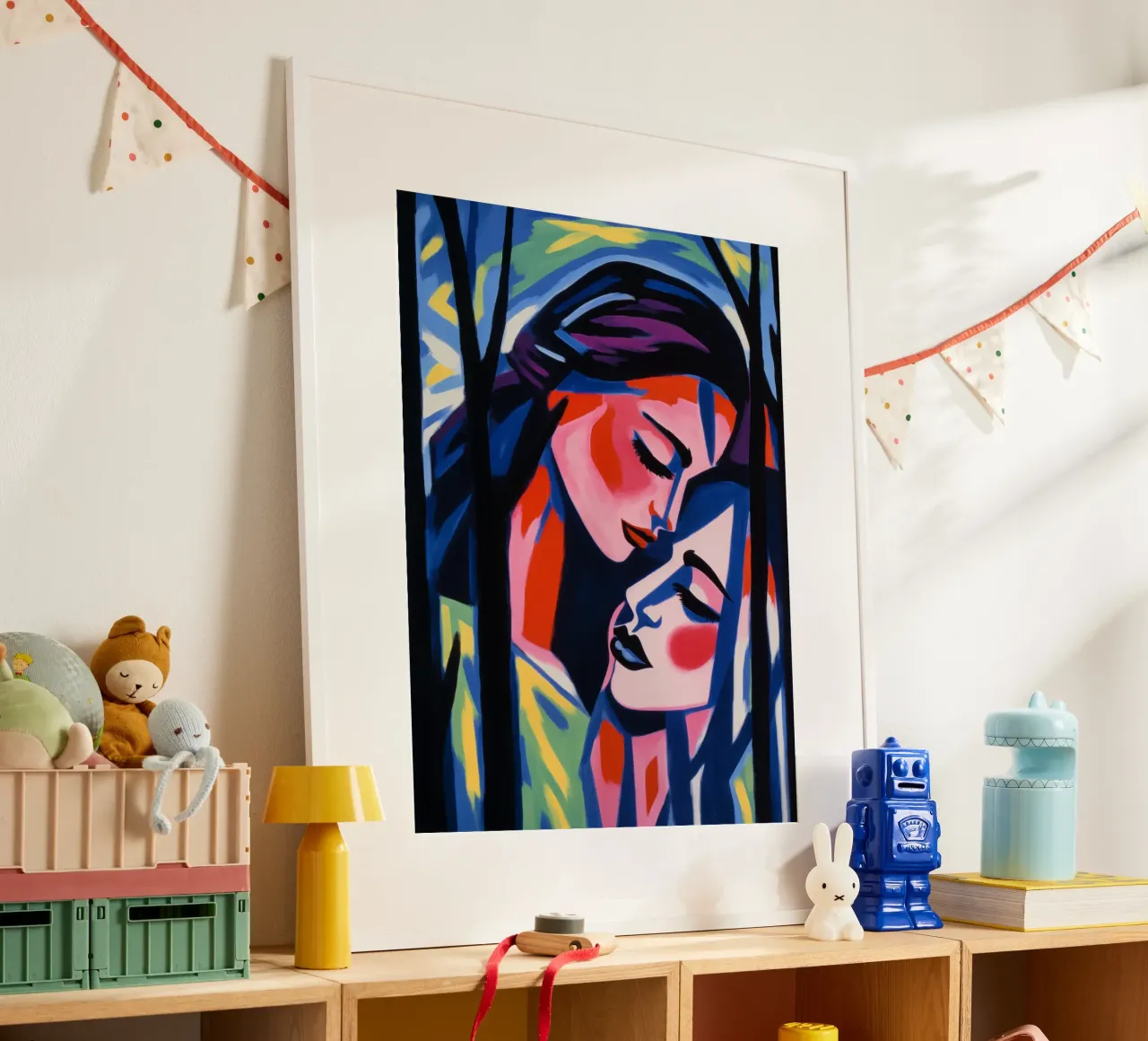 Innamorati dell'immagine speculare | Pittura espressionista poster con telaio in plastica da Autofocus