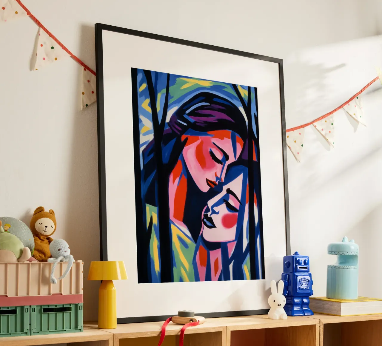 Innamorati dell'immagine speculare | Pittura espressionista poster con telaio in plastica da Autofocus