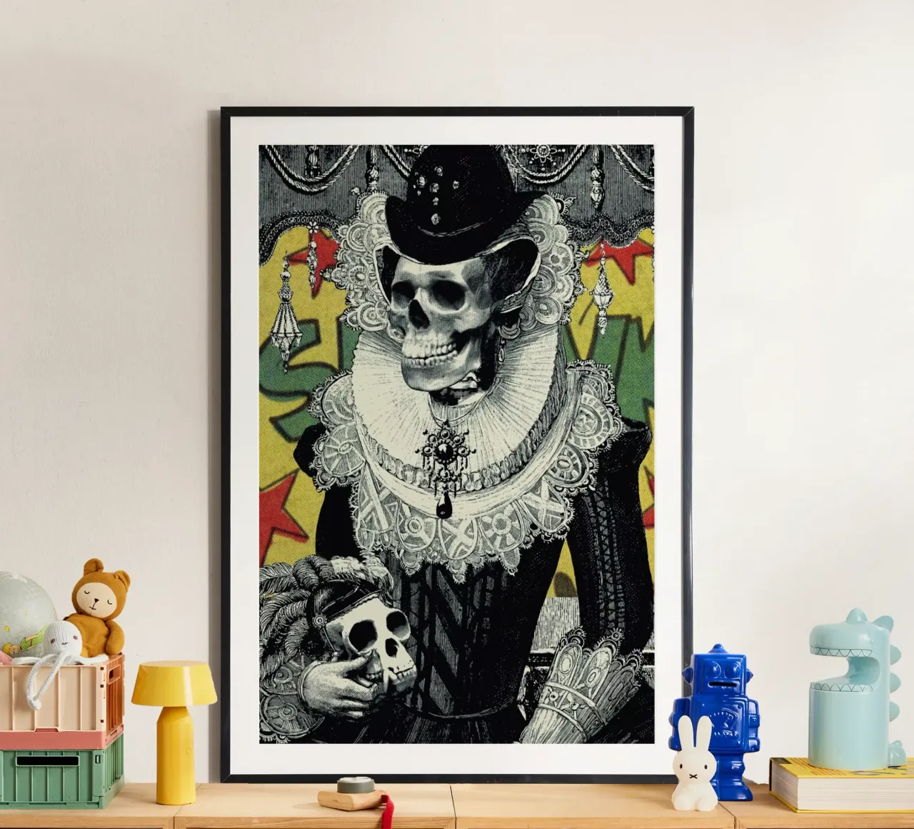 Lady poster with wooden frame by Ali Gulec