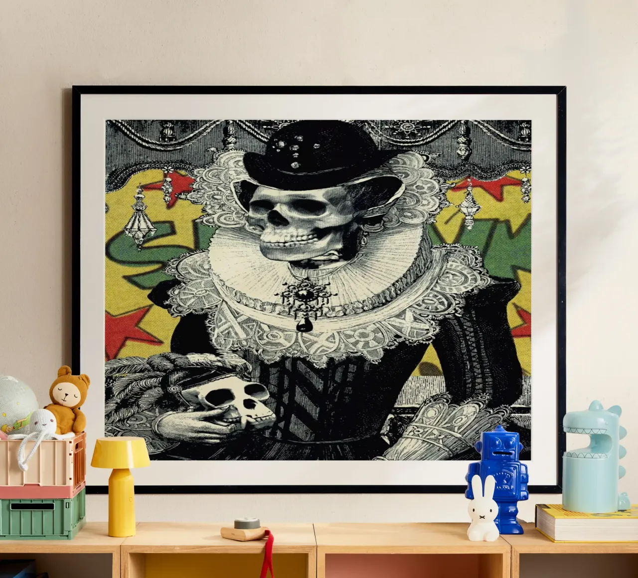 Lady poster with wooden frame by Ali Gulec