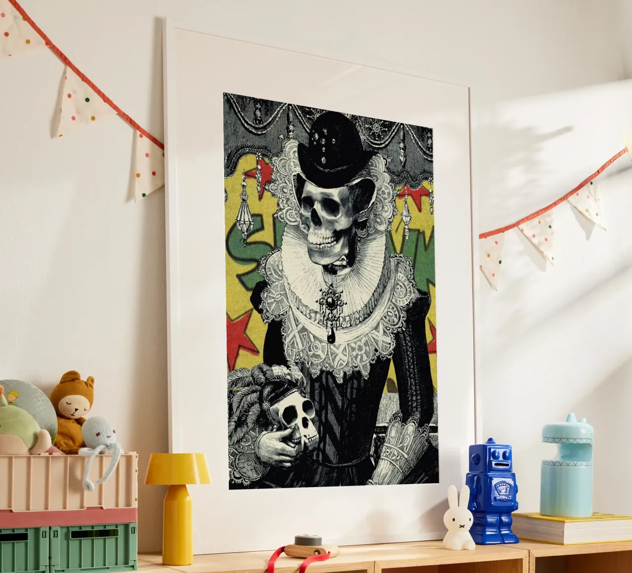 Lady poster with wooden frame by Ali Gulec