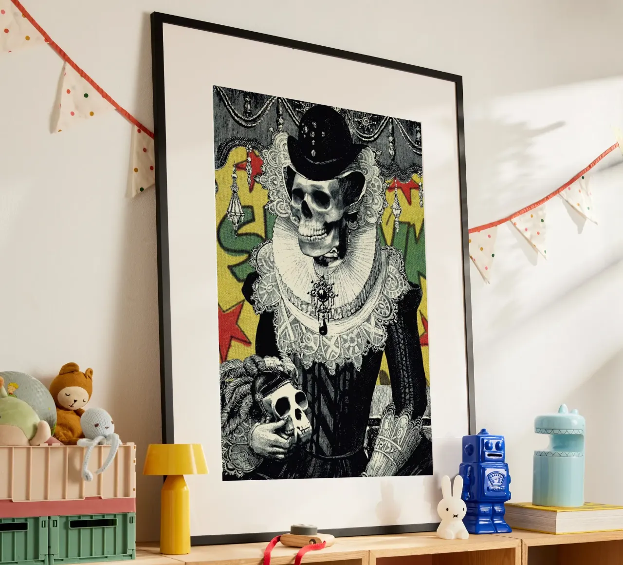 Lady poster with wooden frame by Ali Gulec