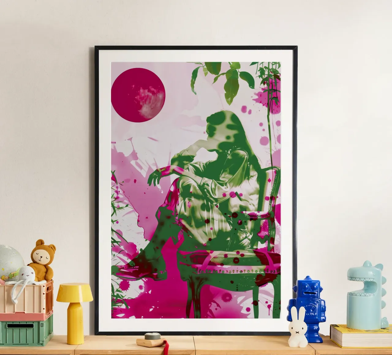 Under The Pink Moon (Sotto la luna rosa) - Ispirato a Nick Drake poster con telaio in legno da Autofocus
