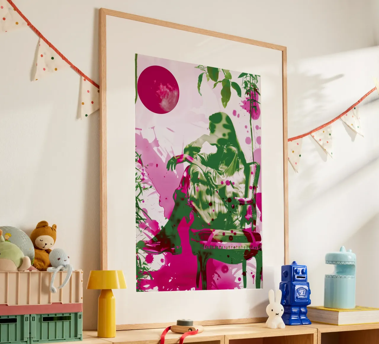 Under The Pink Moon (Sotto la luna rosa) - Ispirato a Nick Drake poster con telaio in legno da Autofocus