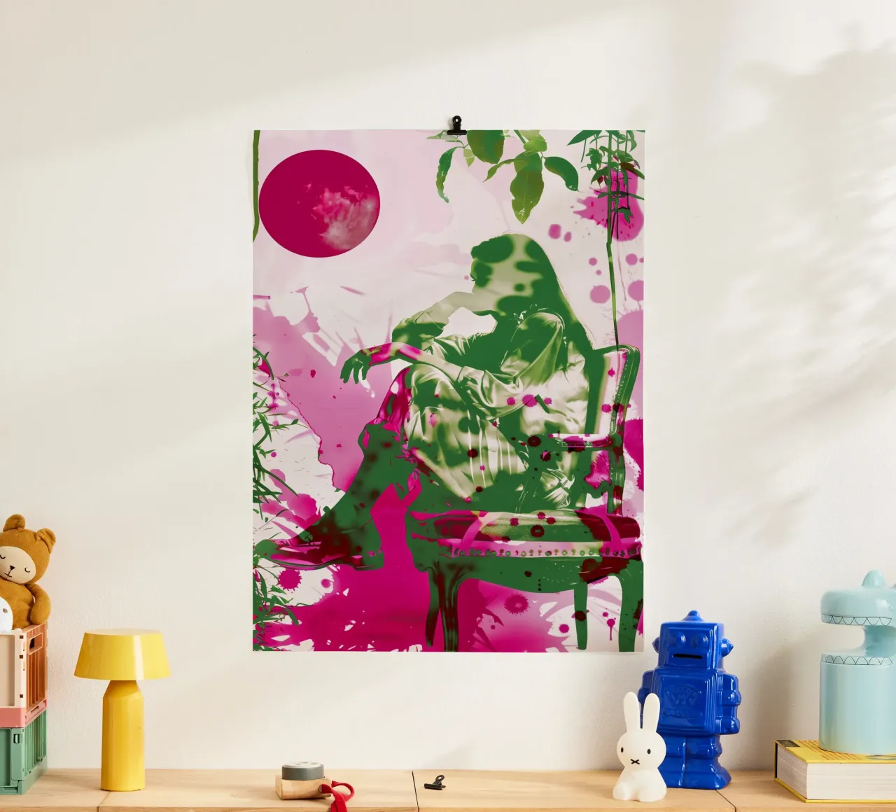 Under The Pink Moon (Sotto la luna rosa) - Ispirato a Nick Drake poster con telaio in legno da Autofocus