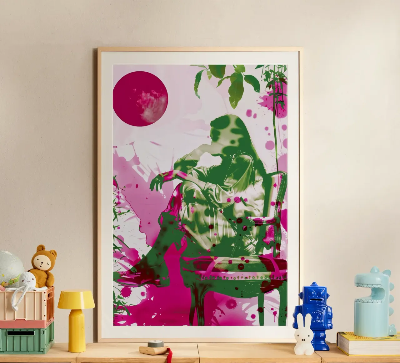 Under The Pink Moon (Sotto la luna rosa) - Ispirato a Nick Drake poster con telaio in legno da Autofocus