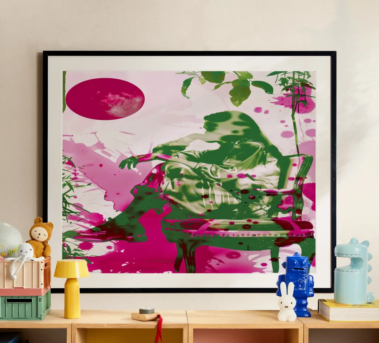 Under The Pink Moon (Sotto la luna rosa) - Ispirato a Nick Drake poster con telaio in legno da Autofocus