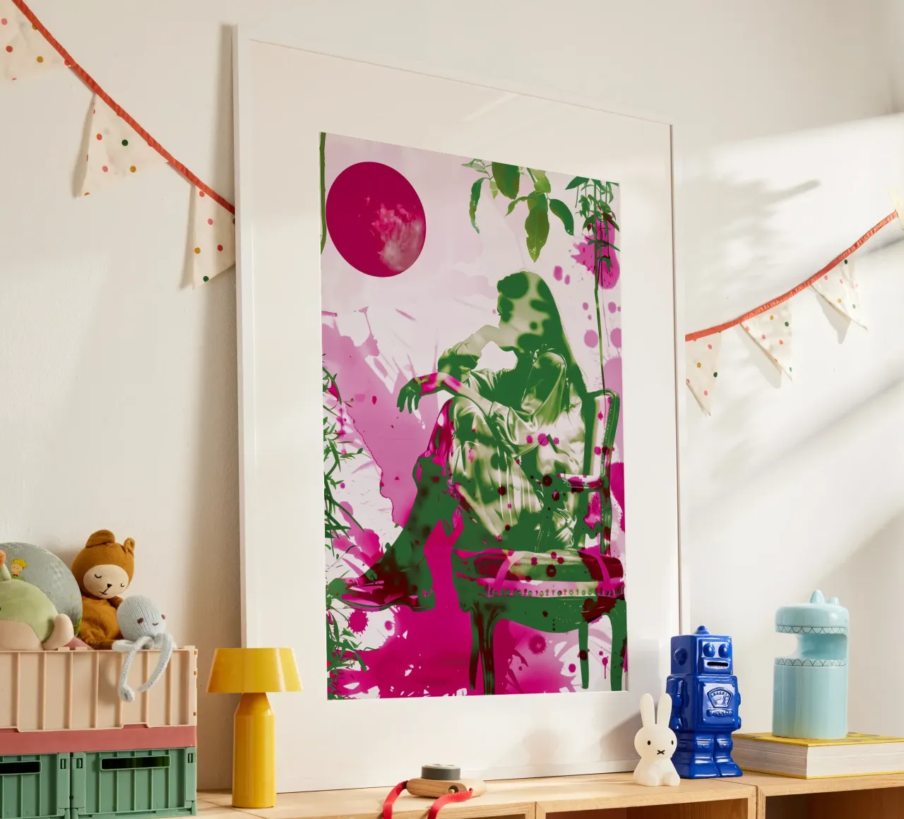 Under The Pink Moon (Sotto la luna rosa) - Ispirato a Nick Drake poster con telaio in legno da Autofocus