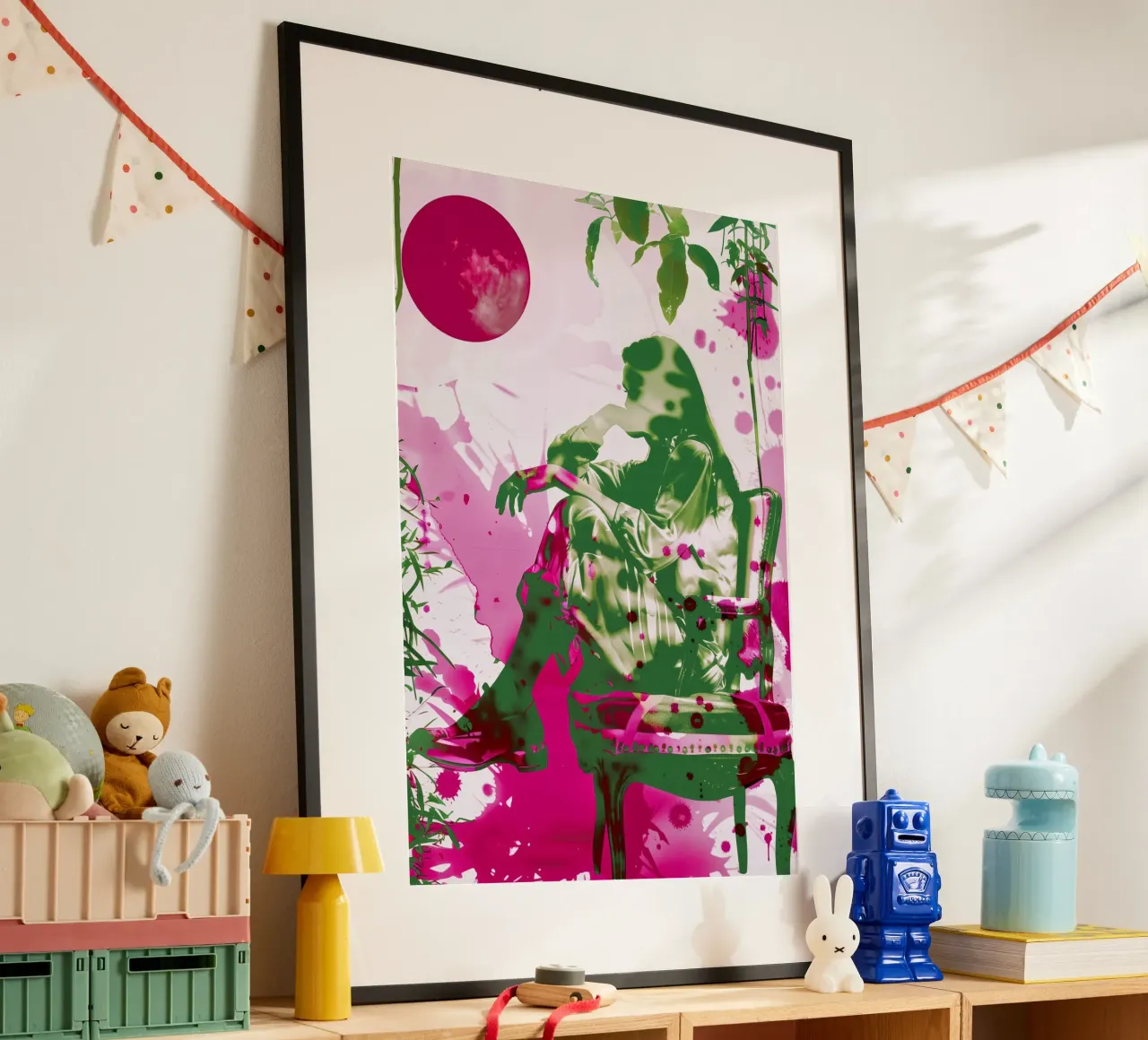 Under The Pink Moon (Sotto la luna rosa) - Ispirato a Nick Drake poster con telaio in legno da Autofocus