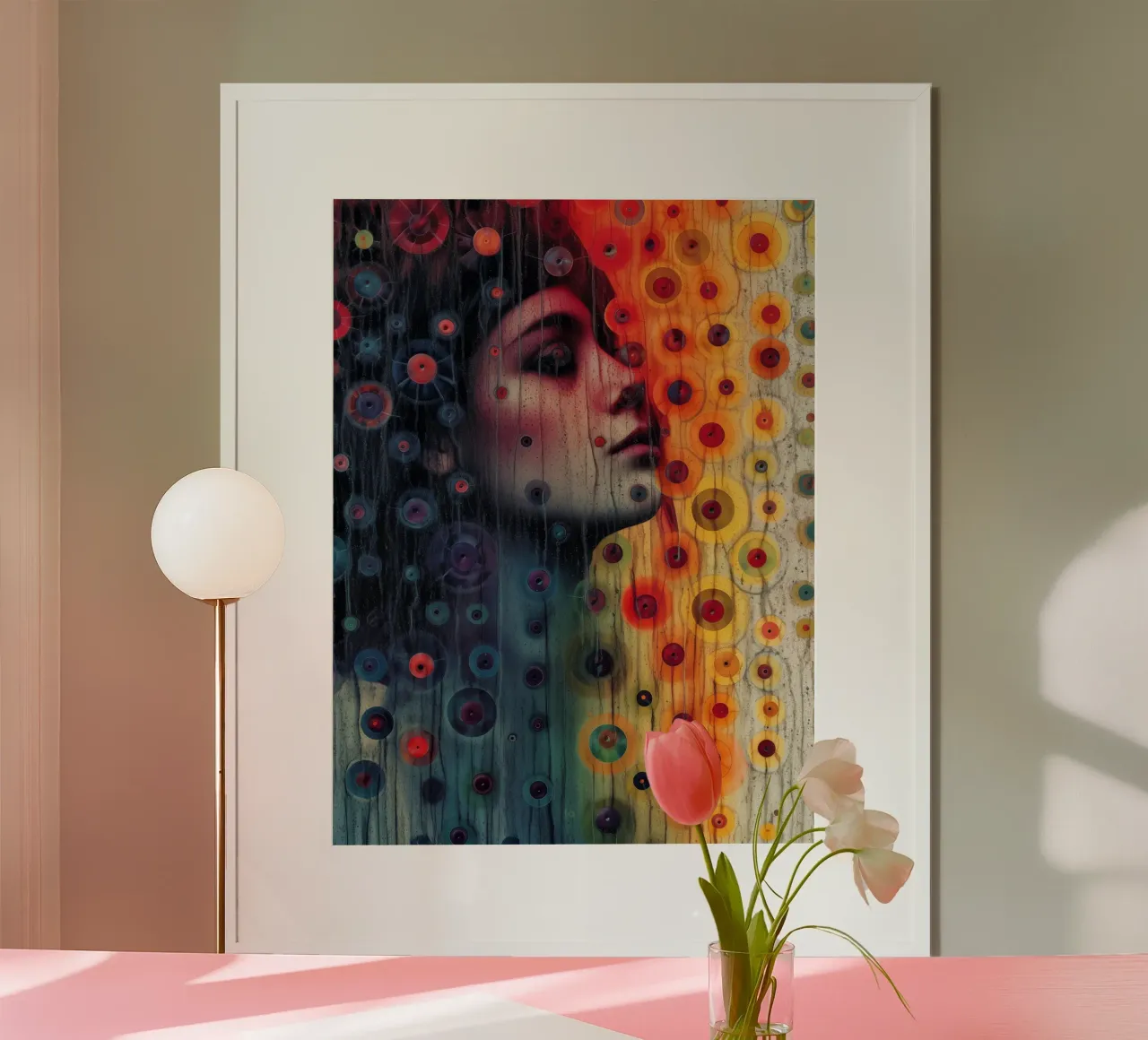 Ritratto di donna sotto la pioggia in cella | Ispirato a Klimt poster da Autofocus