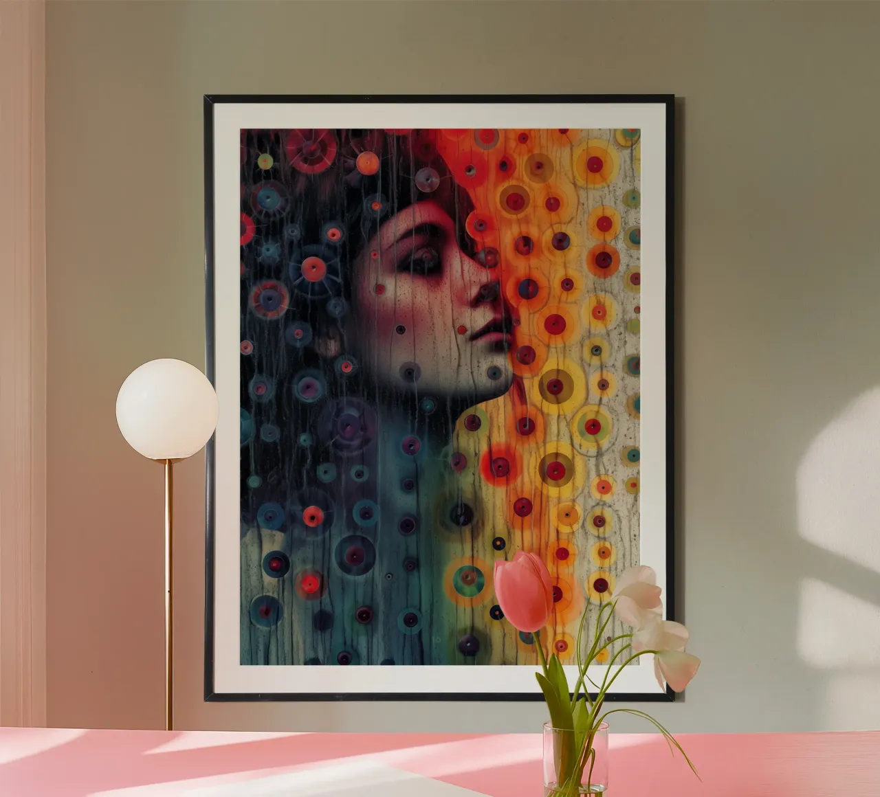 Ritratto di donna sotto la pioggia in cella | Ispirato a Klimt poster da Autofocus