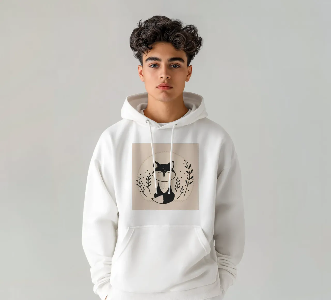 Volpe sorridente - Illustrazione minimalista felpa con cappuccio da namosh