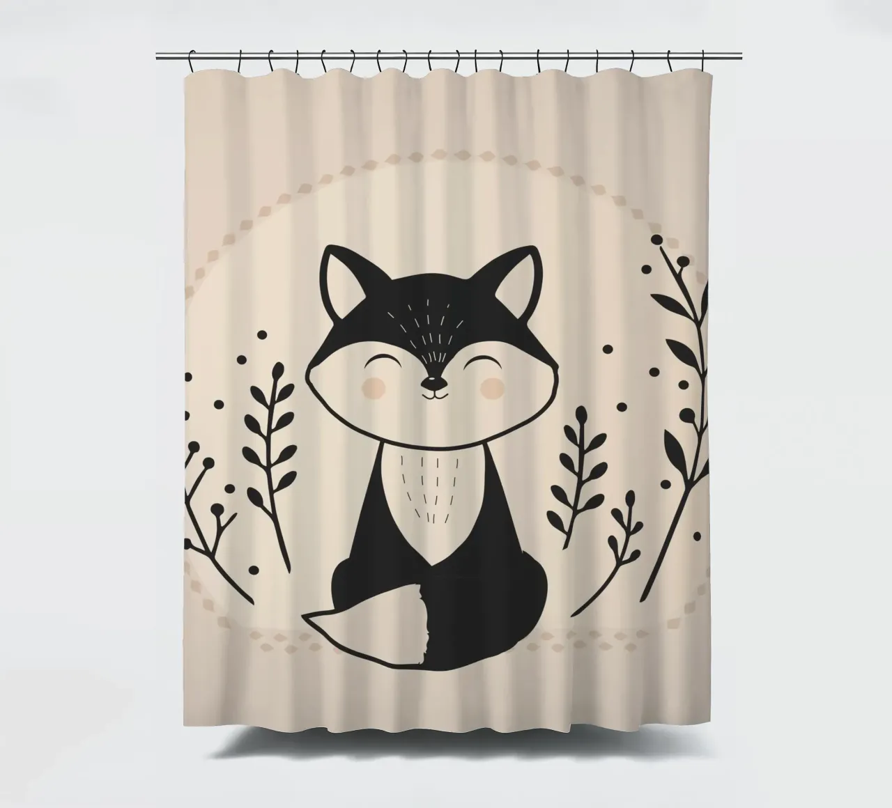 Volpe sorridente - Illustrazione minimalista tenda da doccia da namosh