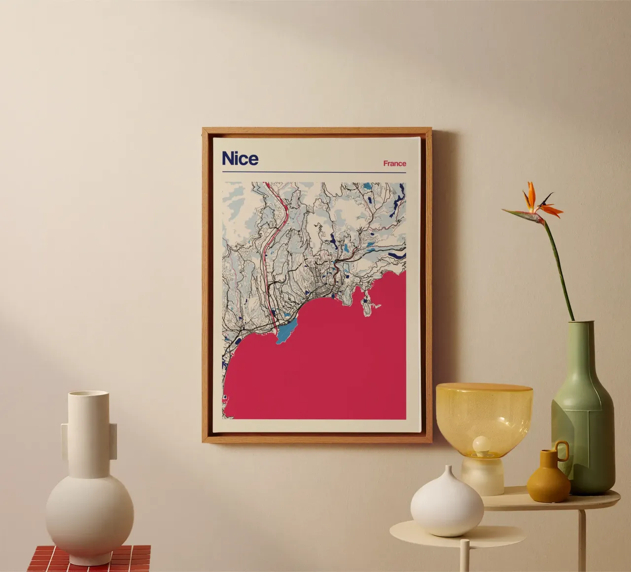 Kust Nice canvas met Baklijst van MOOODZART