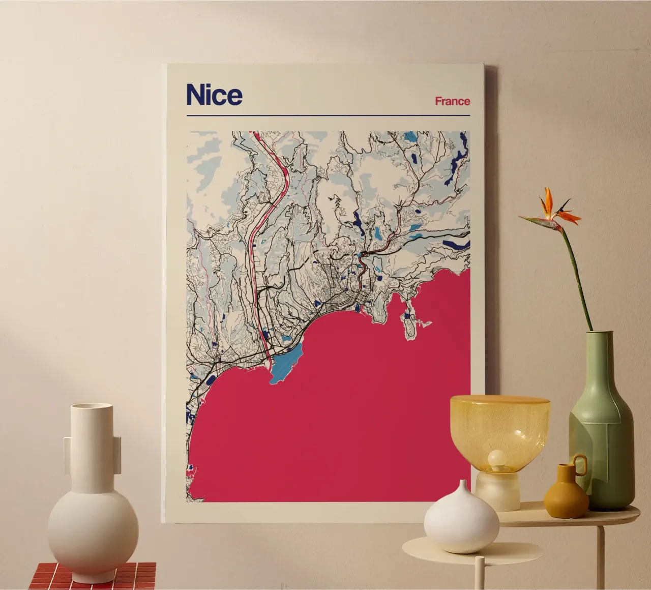Kust Nice canvas met Baklijst van MOOODZART