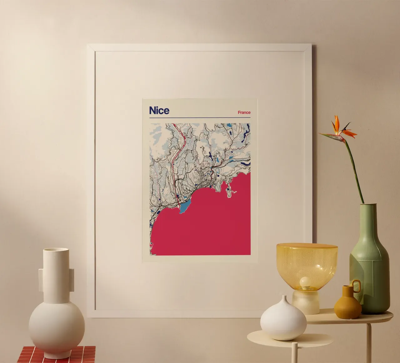 Nizza costiera poster con telaio in alluminio da MOOODZART