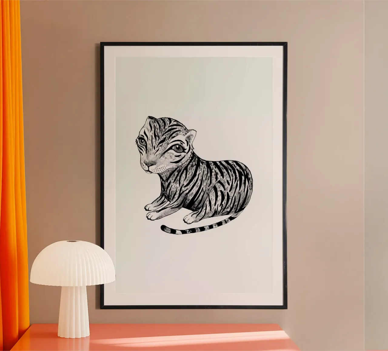 Tiger poster con telaio in alluminio da Tvinkla