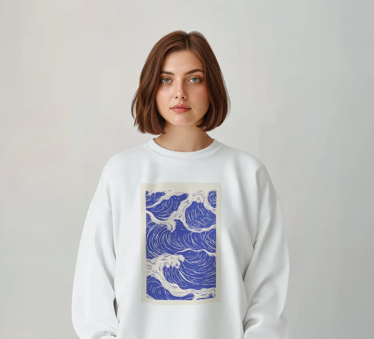 Ilustración de las olas del océano azul sudadera de Melloi Art Print