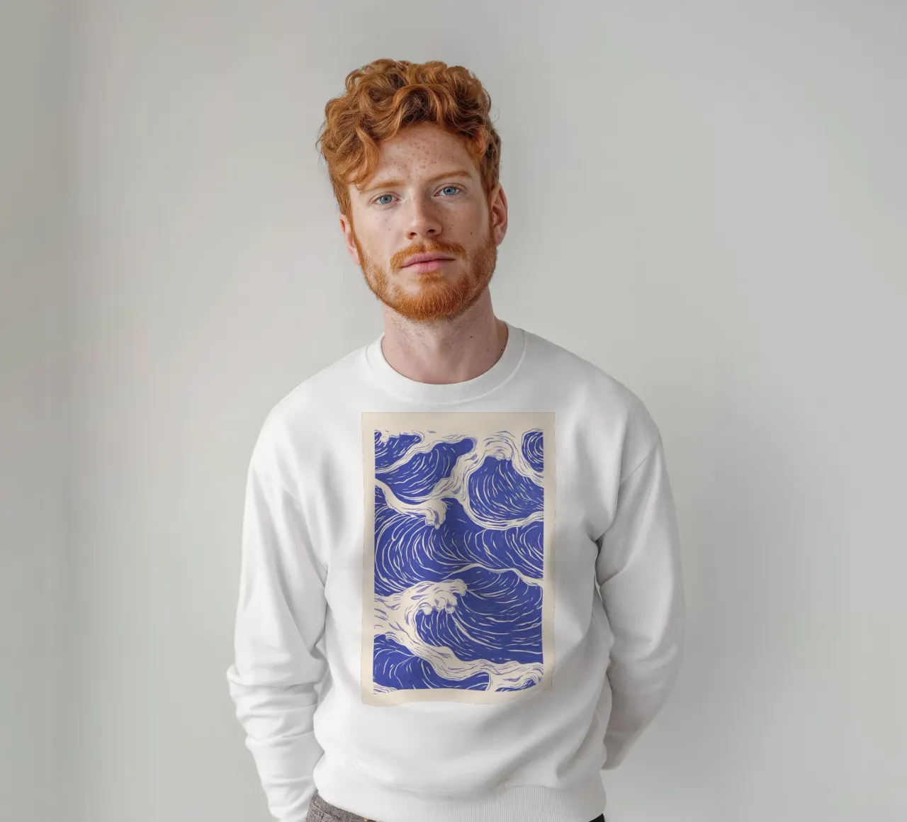 Ilustración de las olas del océano azul sudadera de Melloi Art Print