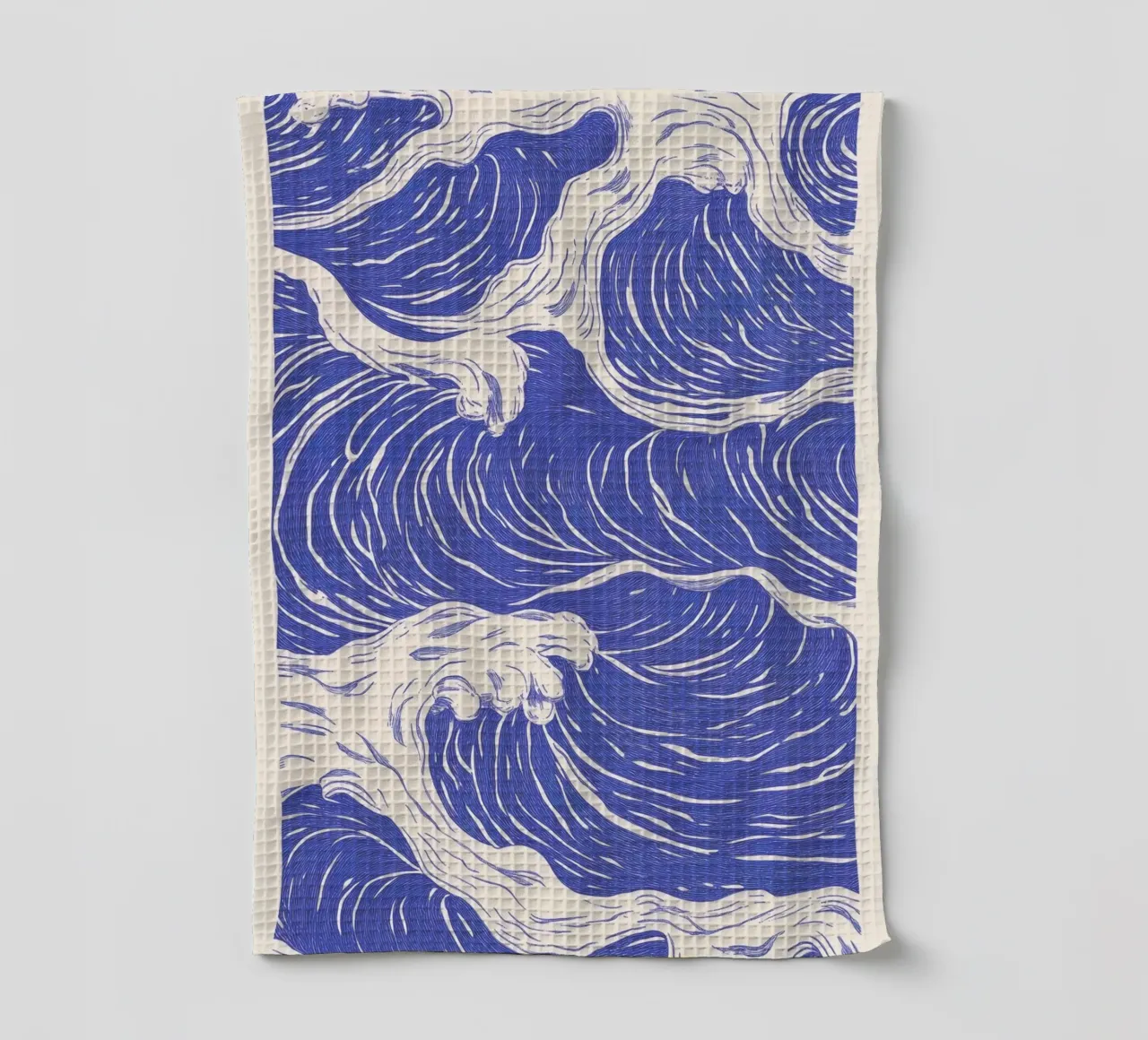 Illustrazione delle onde dell'oceano blu canovaccio da cucina da Melloi Art Print