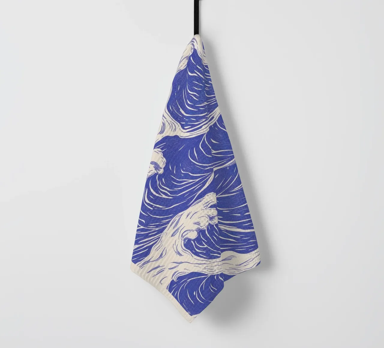 Illustrazione delle onde dell'oceano blu canovaccio da cucina da Melloi Art Print