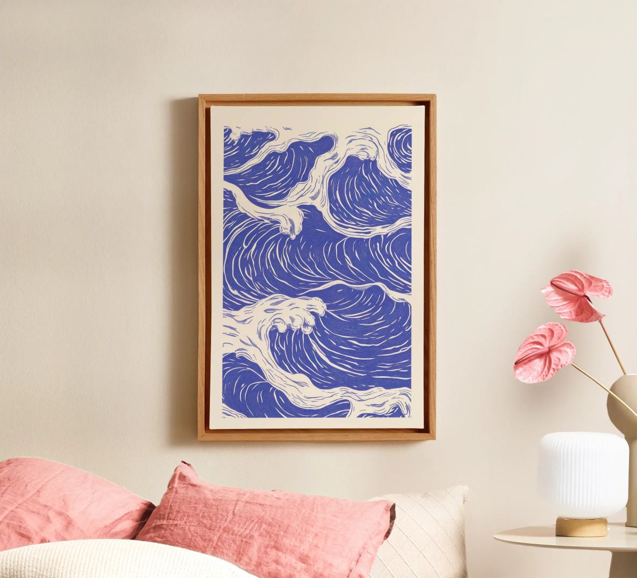 Vagues de l'océan bleu Illustration toile de Melloi Art Print
