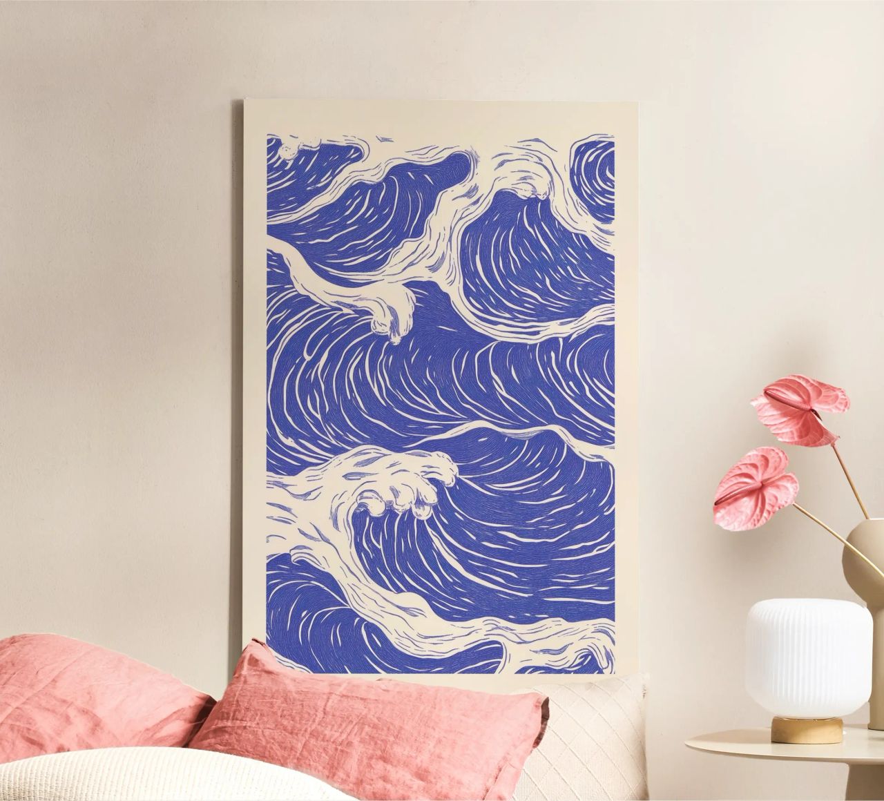 Vagues de l'océan bleu Illustration toile de Melloi Art Print