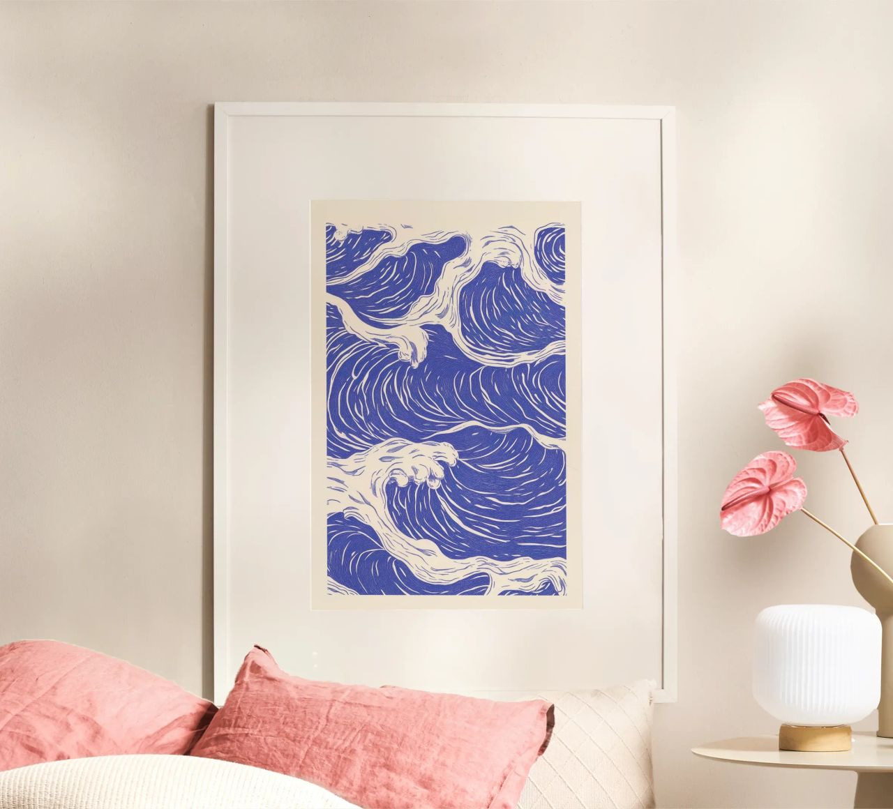 Blue Ocean Waves Illustration poster by Melloi Art Print