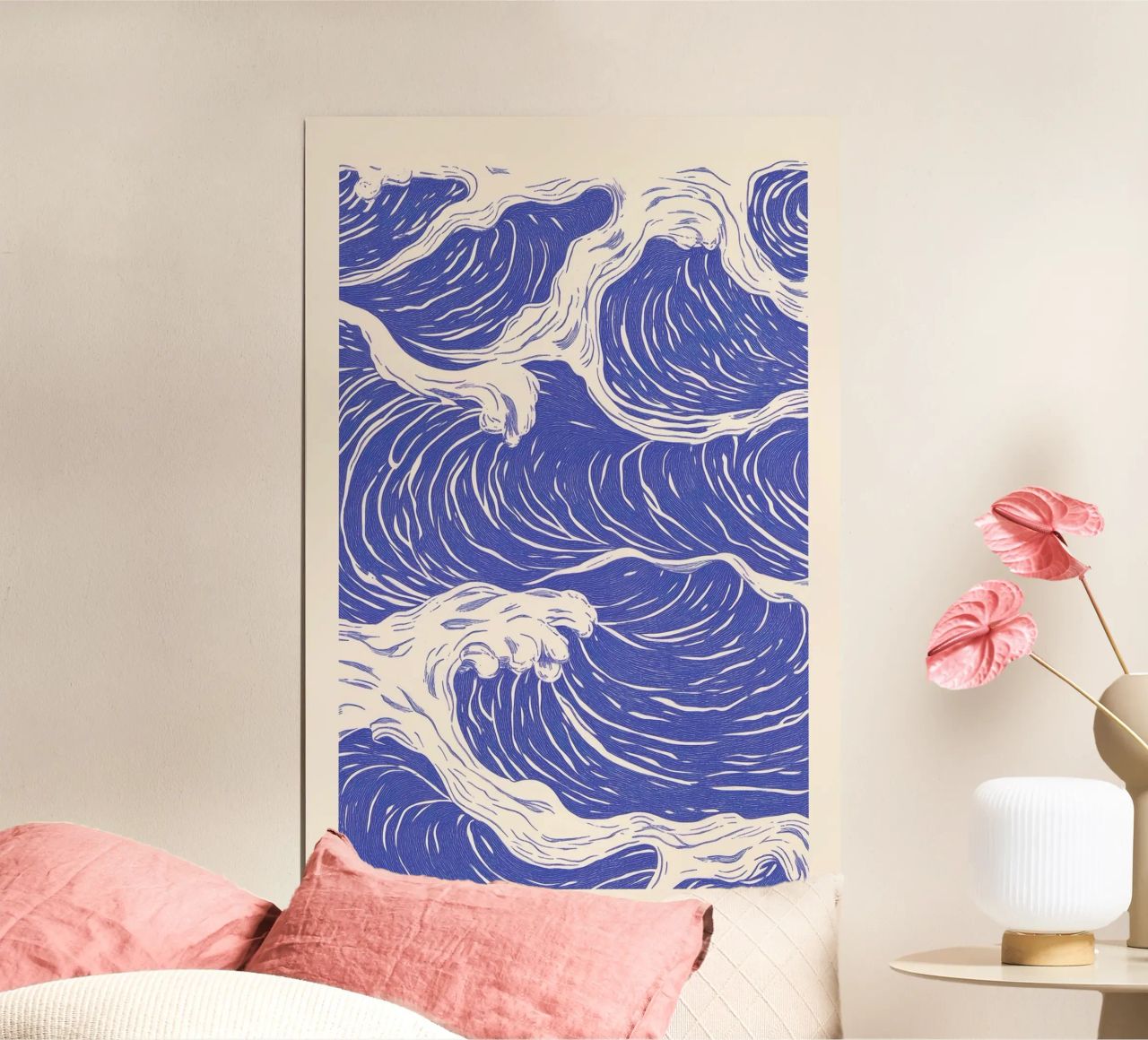 Blue Ocean Waves Illustration poster by Melloi Art Print