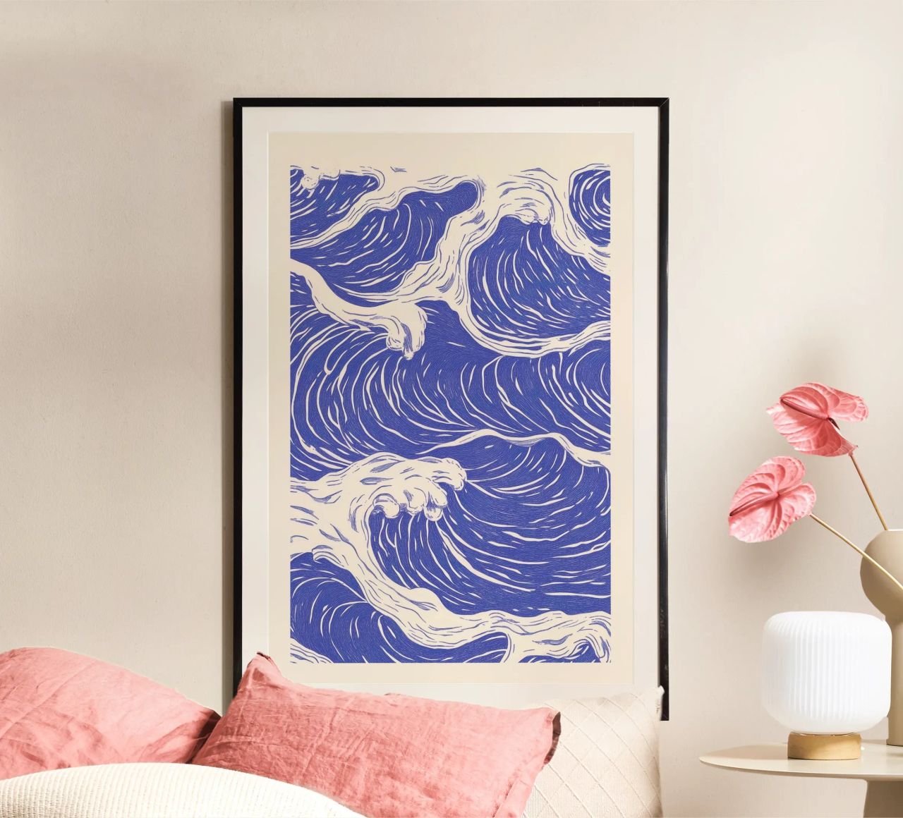 Blue Ocean Waves Illustration poster by Melloi Art Print