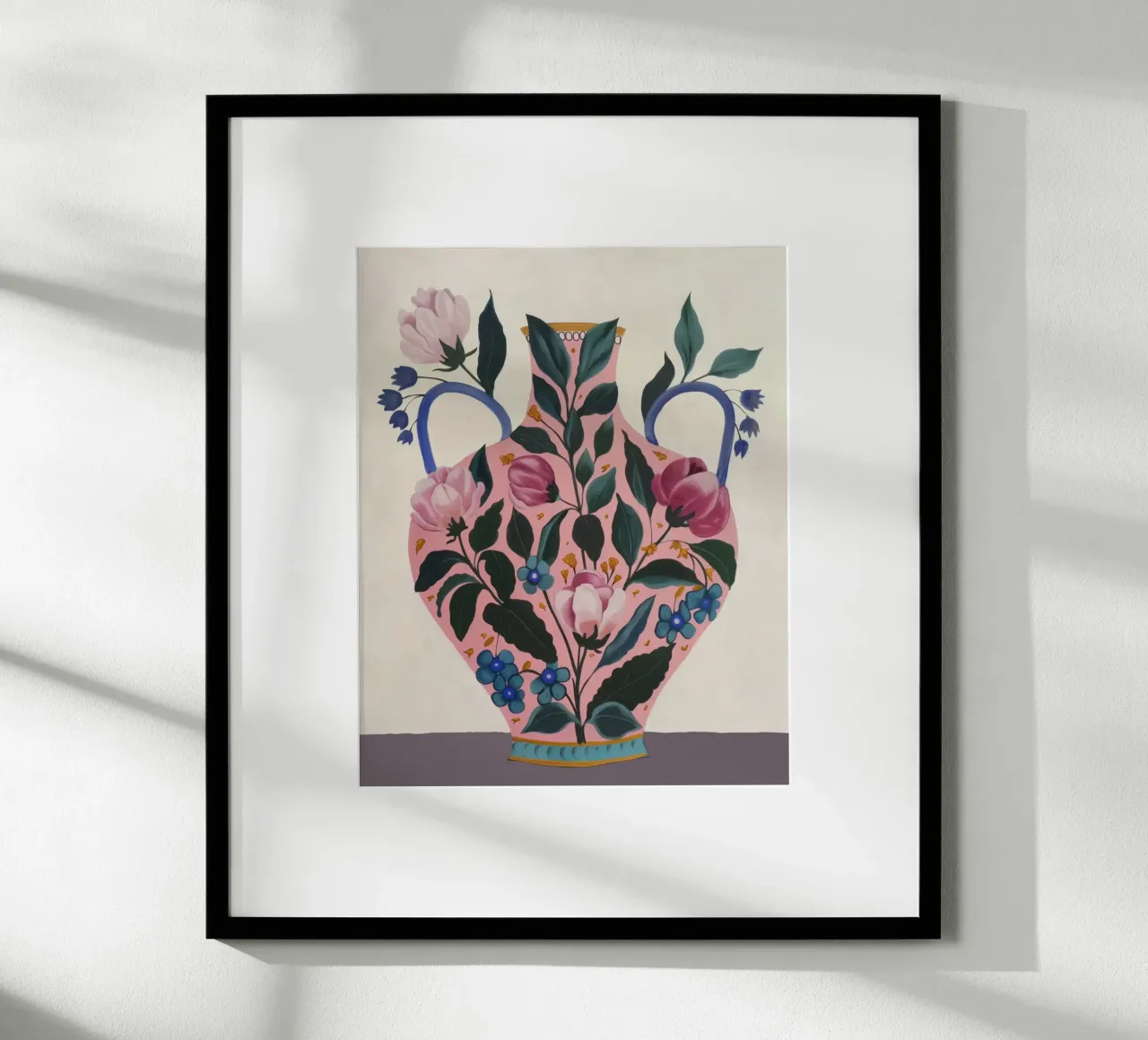 Vaso di fiori di primavera Vintage Botanica Chinoiserie poster con telaio in plastica da Gentle Echoes Art