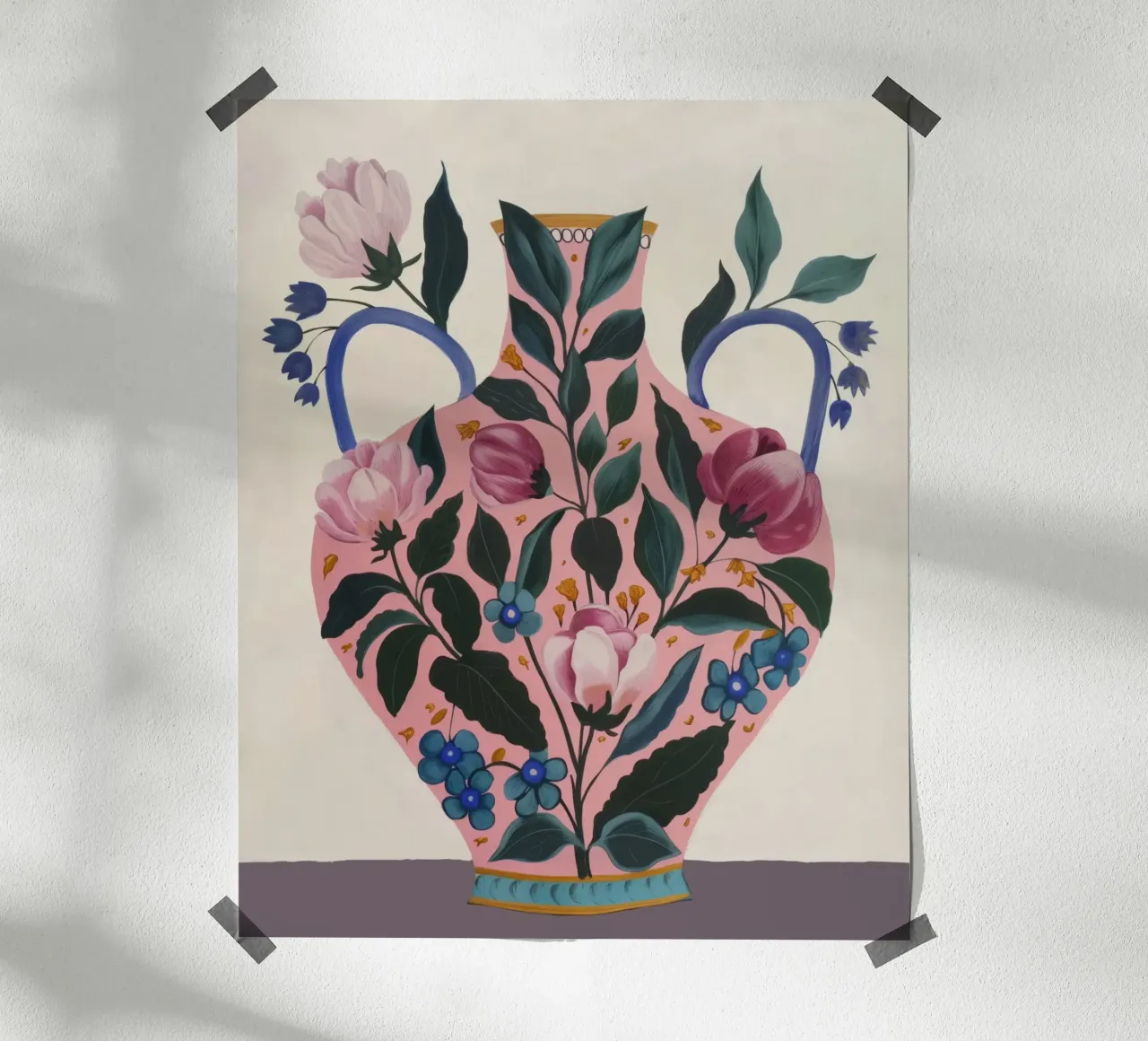 Vaso di fiori di primavera Vintage Botanica Chinoiserie poster con telaio in plastica da Gentle Echoes Art