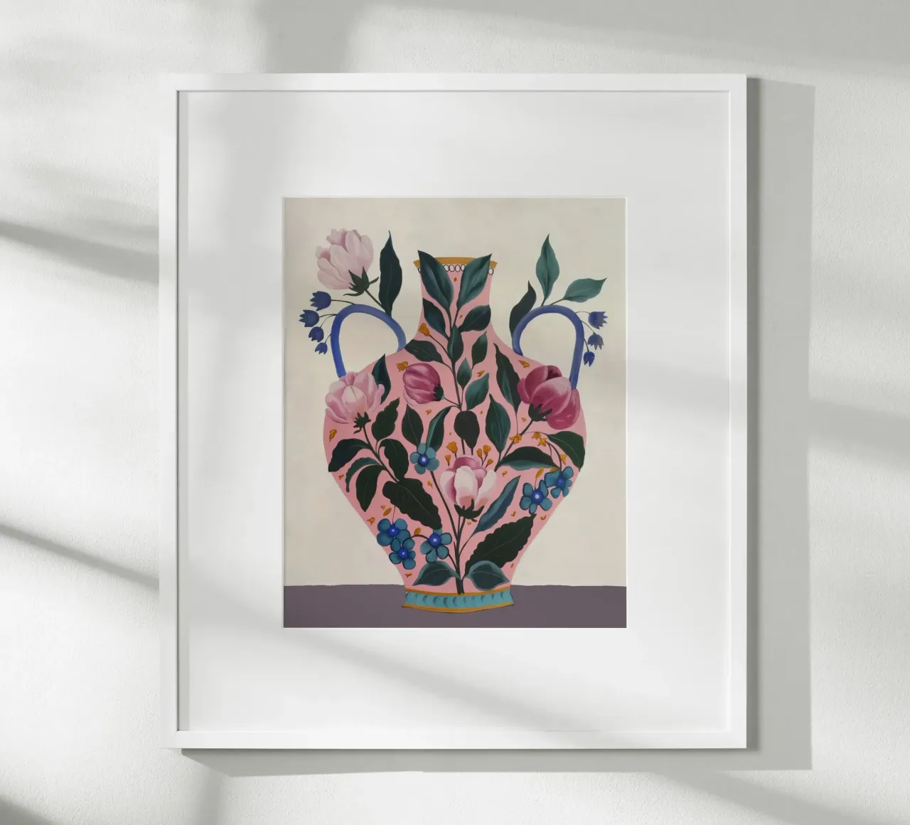 Vaso di fiori di primavera Vintage Botanica Chinoiserie poster con telaio in plastica da Gentle Echoes Art