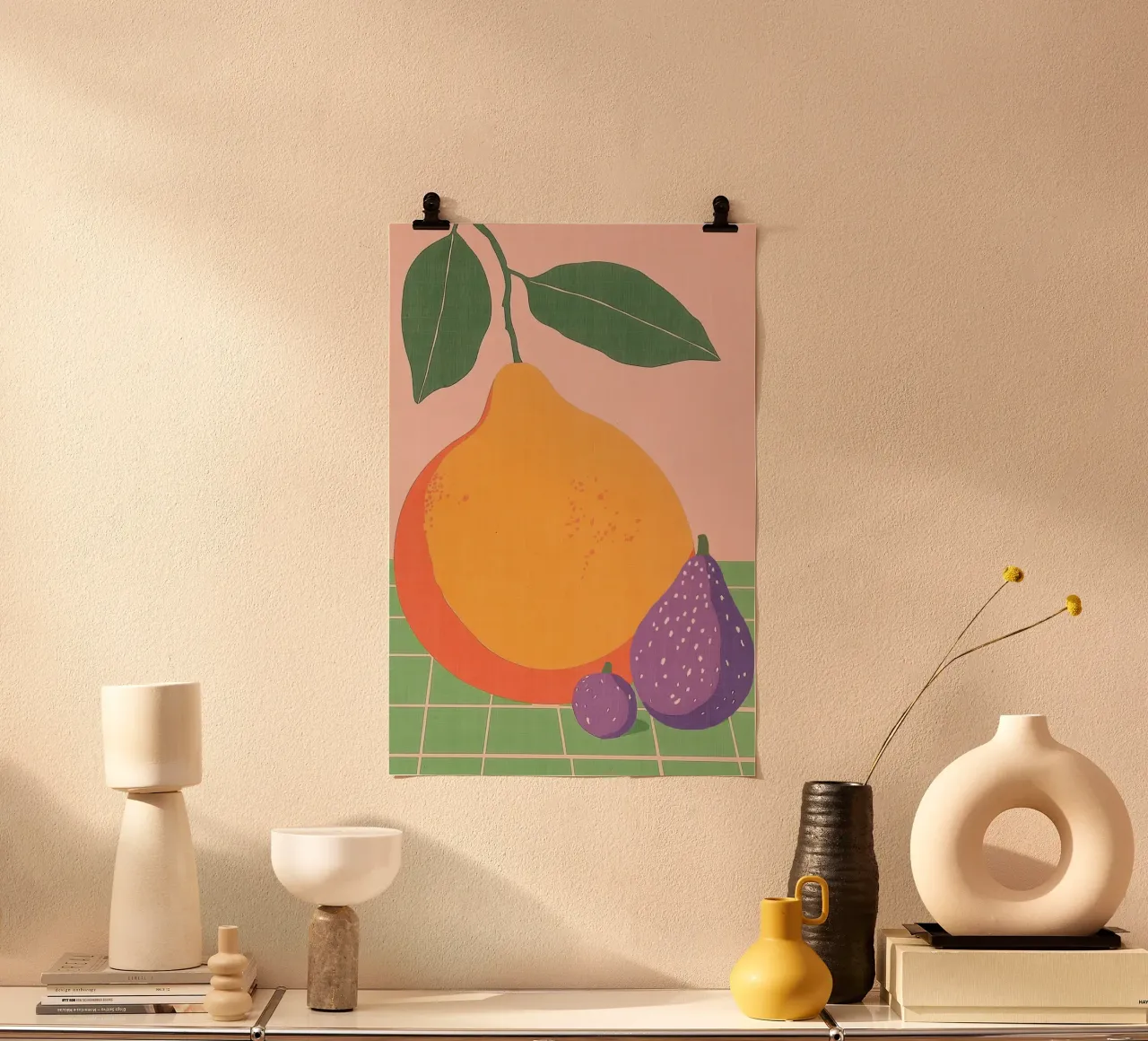 Illustrazione di frutta con pere e fichi poster da Melloi Art Print