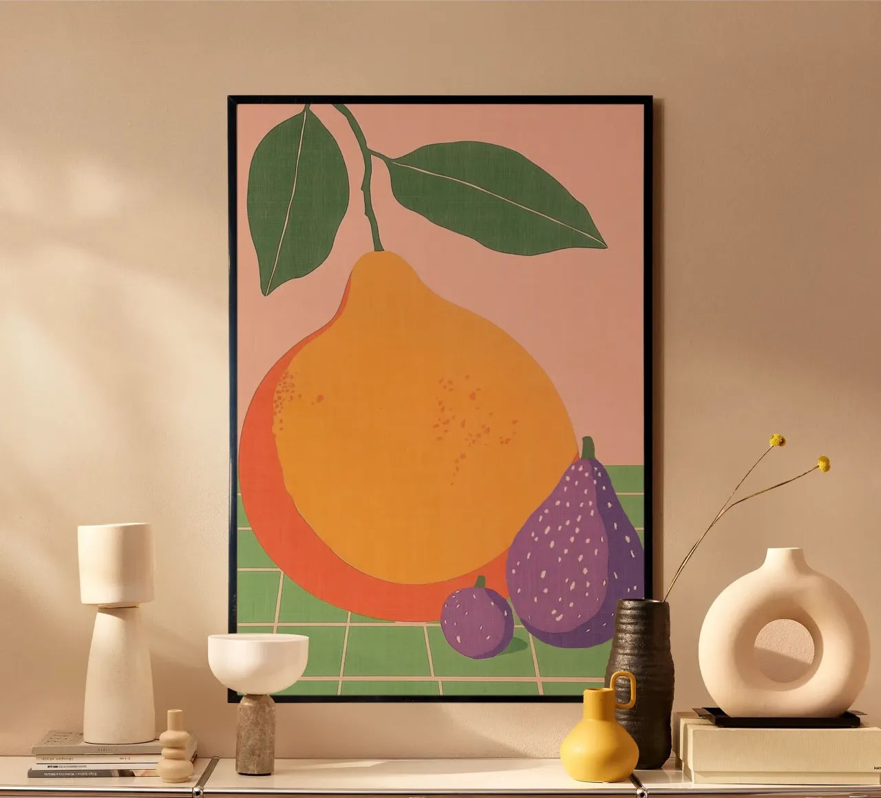 Illustrazione di frutta con pere e fichi poster da Melloi Art Print