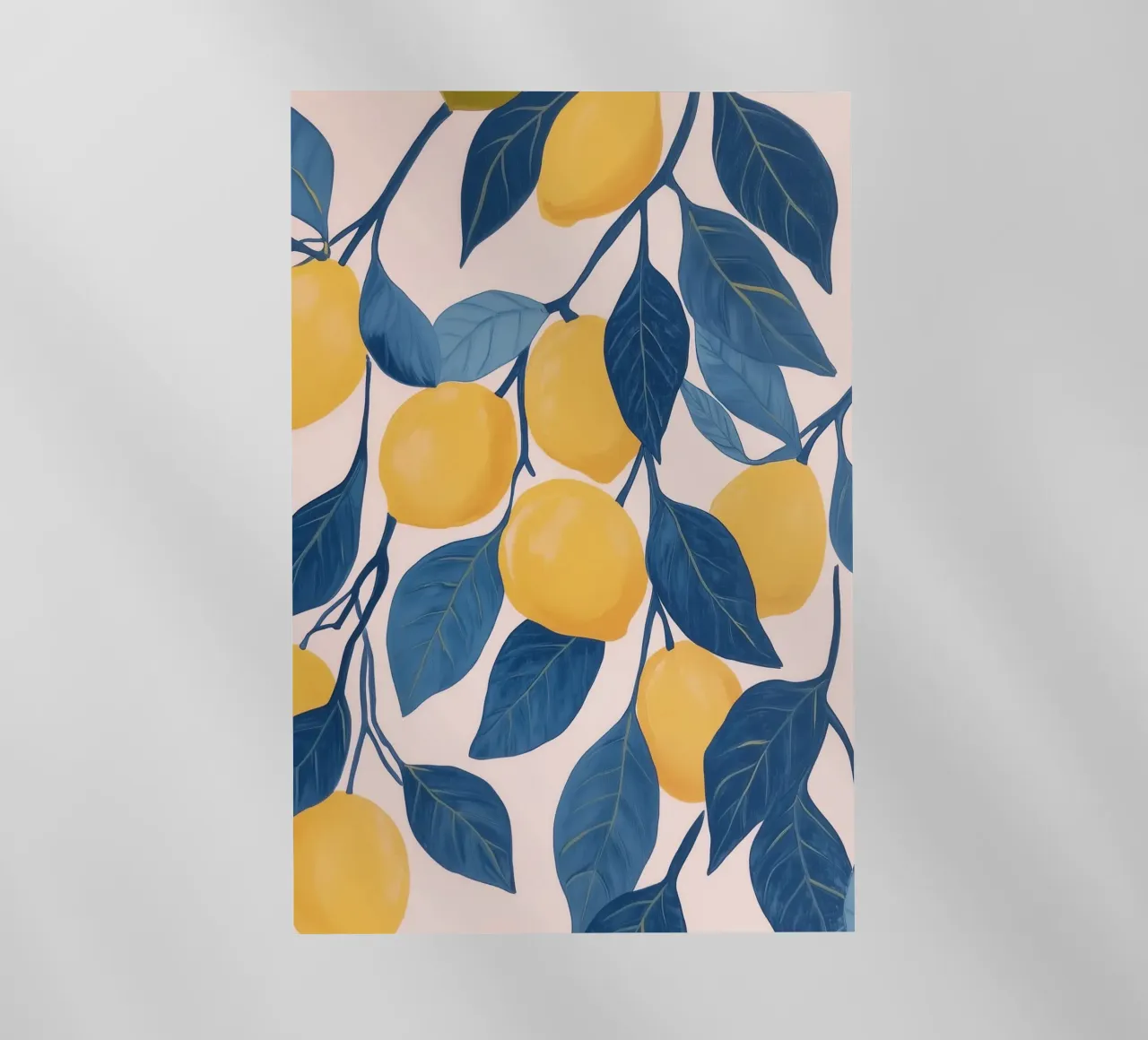Rami di limone con foglie blu pellicola backlit da Melloi Art Print