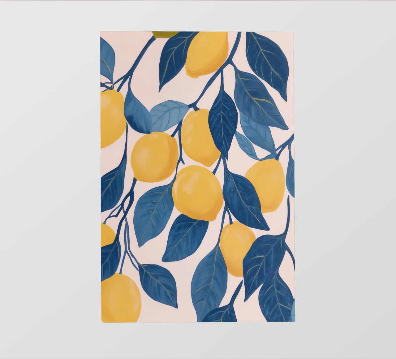 Rami di limone con foglie blu pellicola backlit da Melloi Art Print
