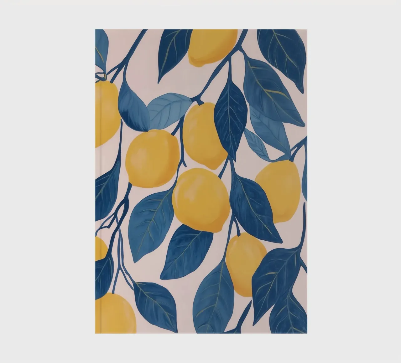 Lemon Tree Branches with Blue Leaves notebook by Melloi Art Print