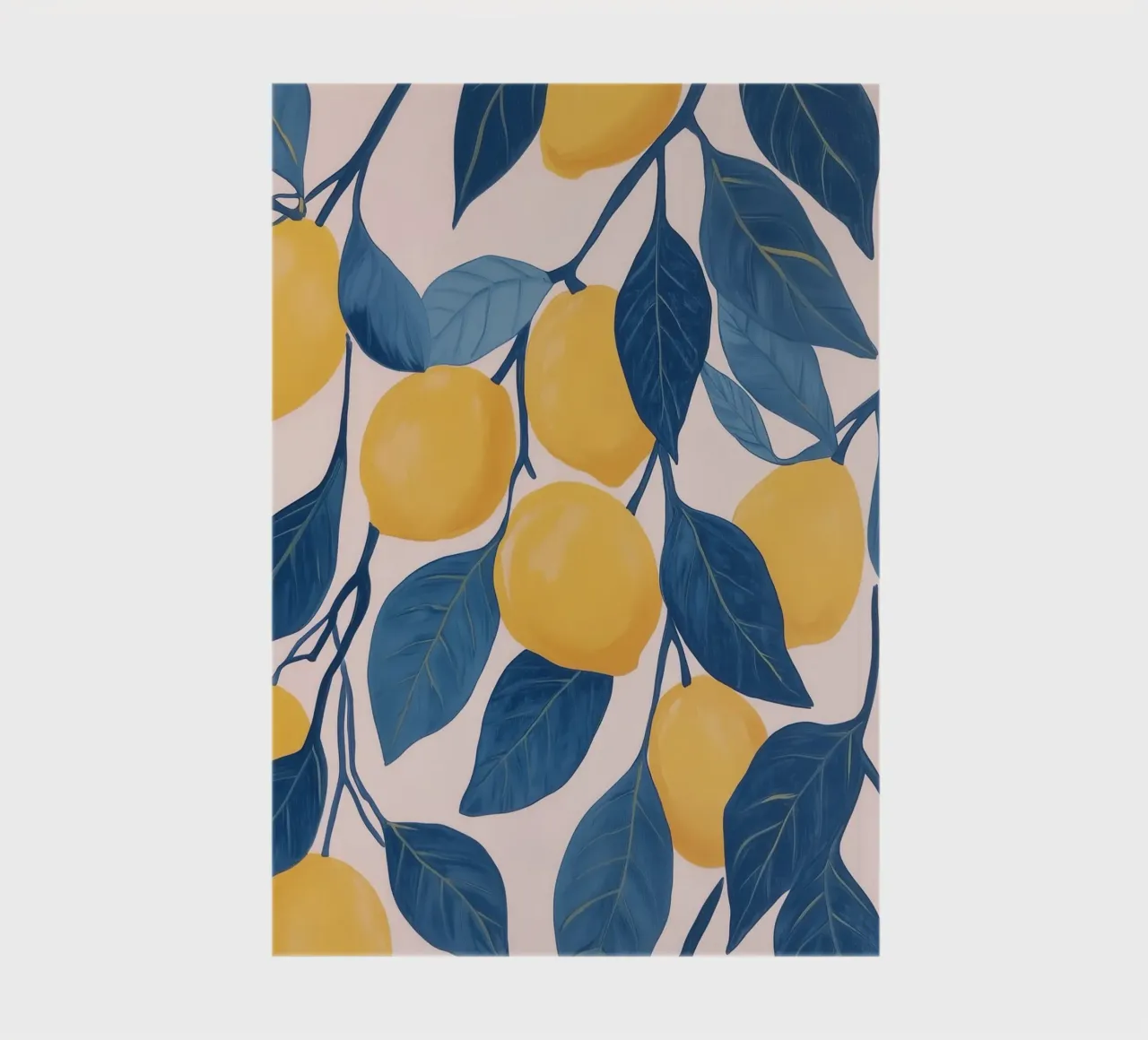 Lemon Tree Branches with Blue Leaves notebook by Melloi Art Print