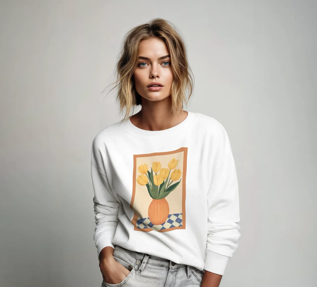 Tulipani gialli in vaso felpa da Melloi Art Print