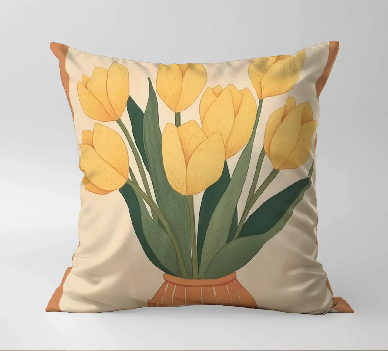 Tulipani gialli in vaso cuscino da Melloi Art Print