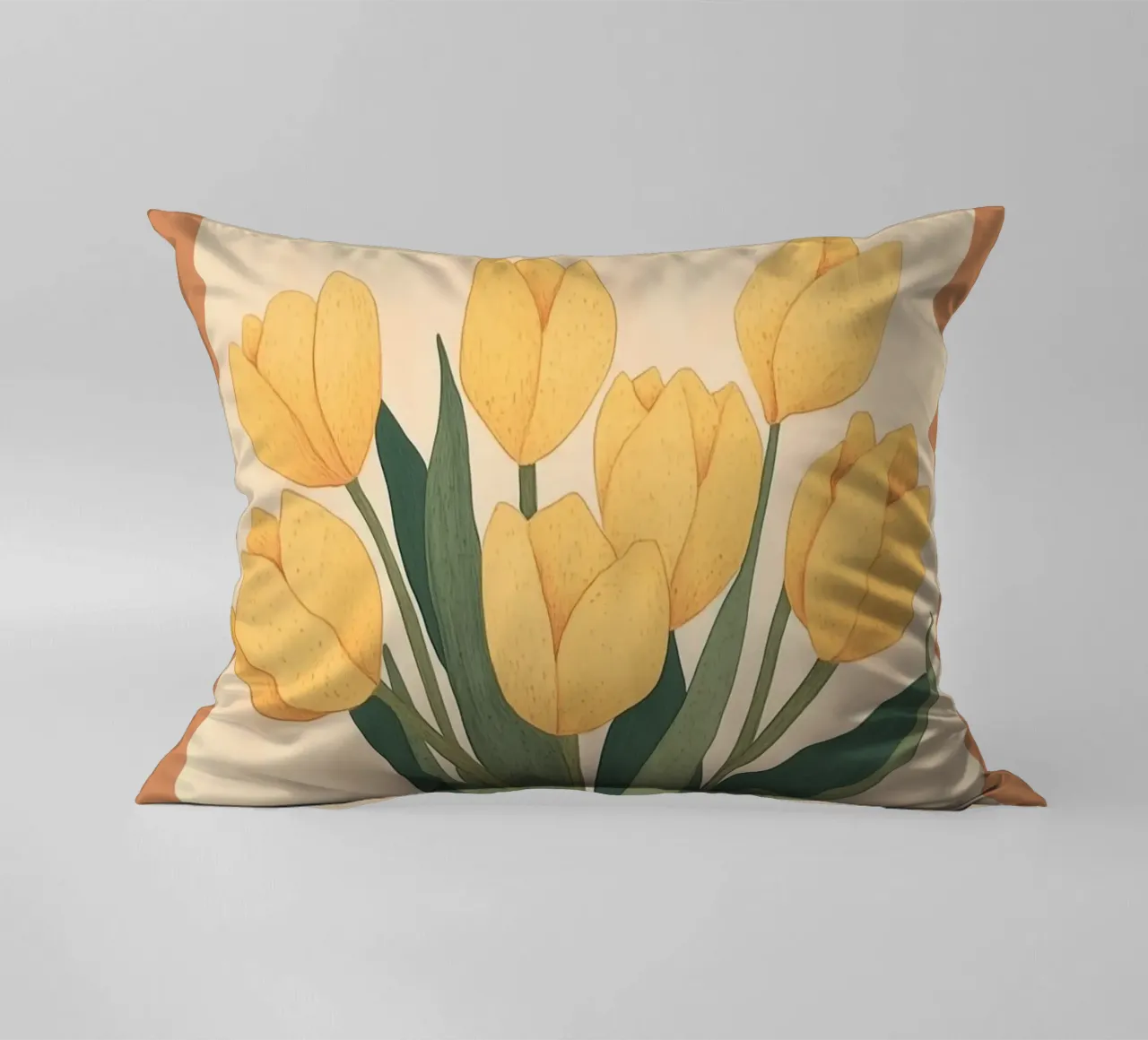 Tulipani gialli in vaso cuscino da Melloi Art Print