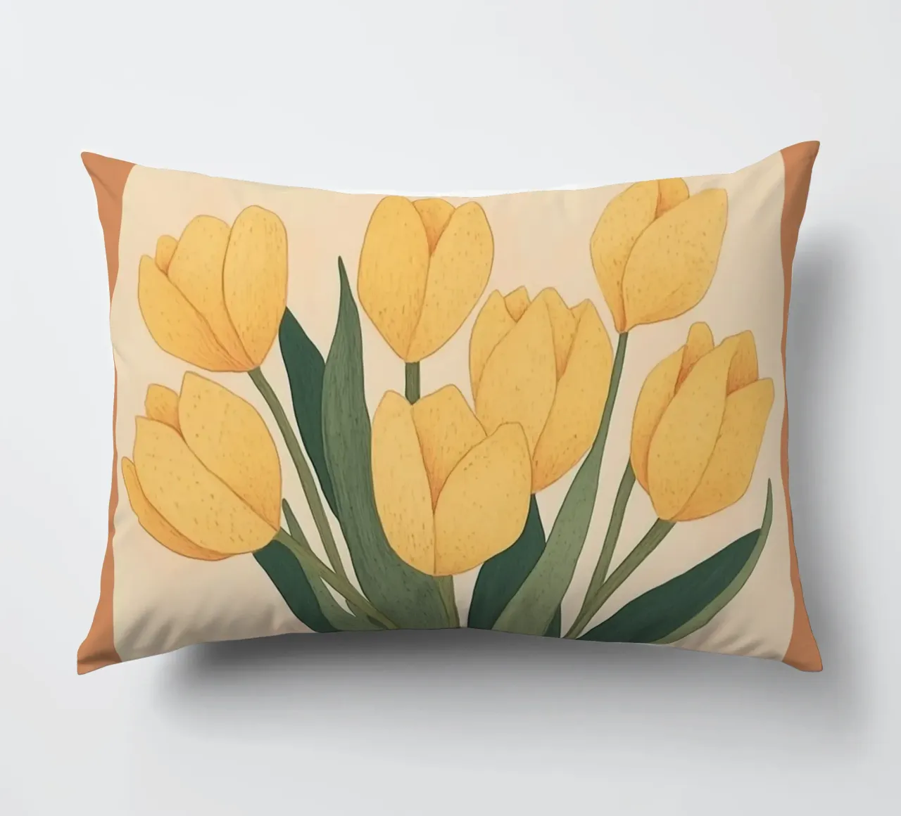 Tulipani gialli in vaso cuscino da Melloi Art Print